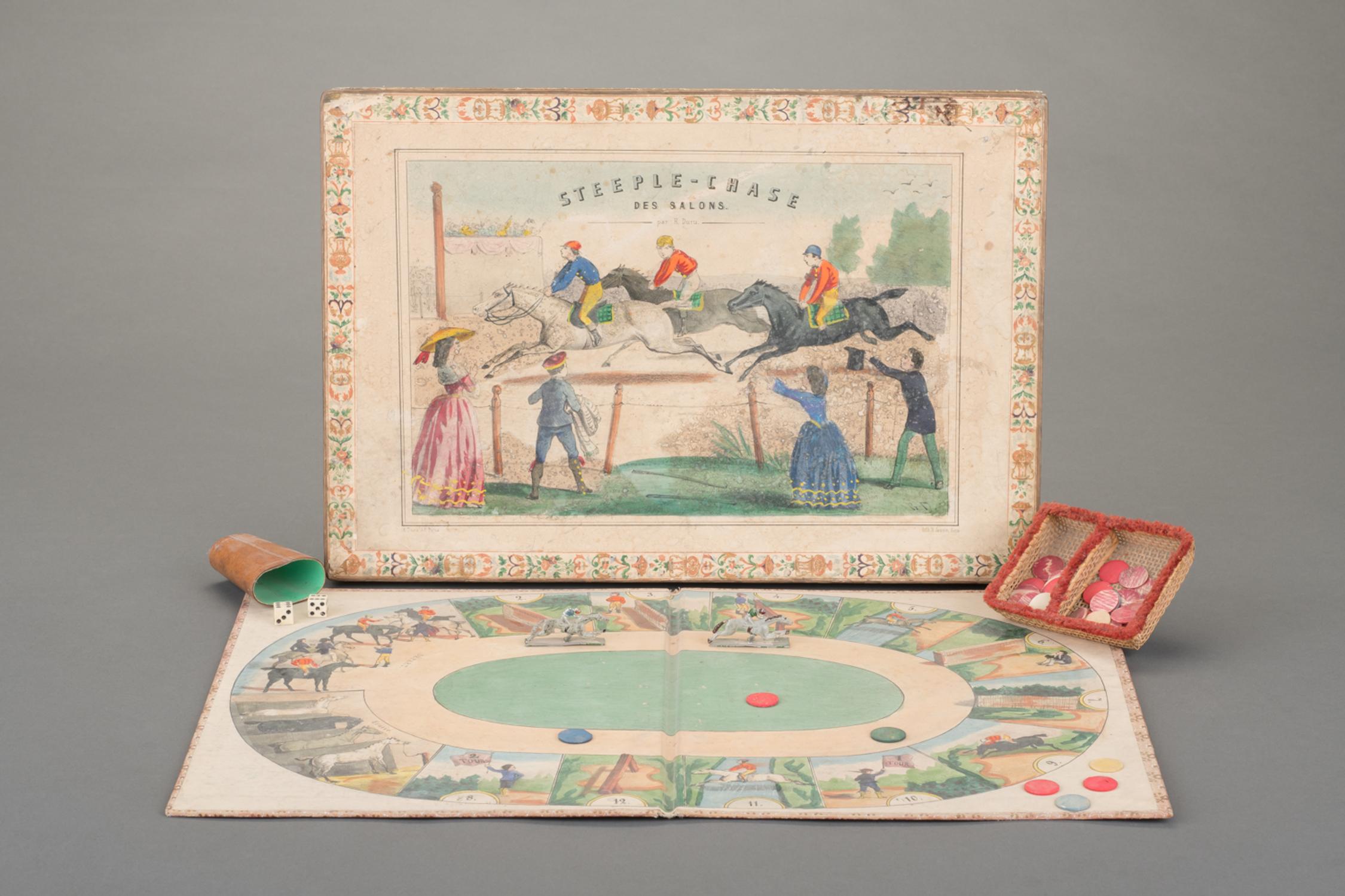 Jeu Steeple Chase Ancien , Plateau Pliable , Jouet Ancien , Année